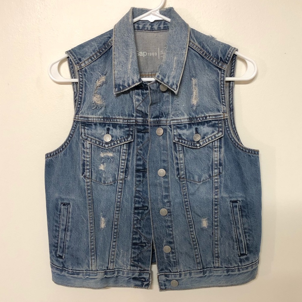 Gap Denim Jean Distressed Vest